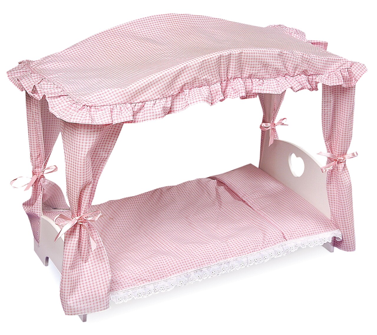 Badger Basket Canopy Doll Bed with Bedding - White/Pink